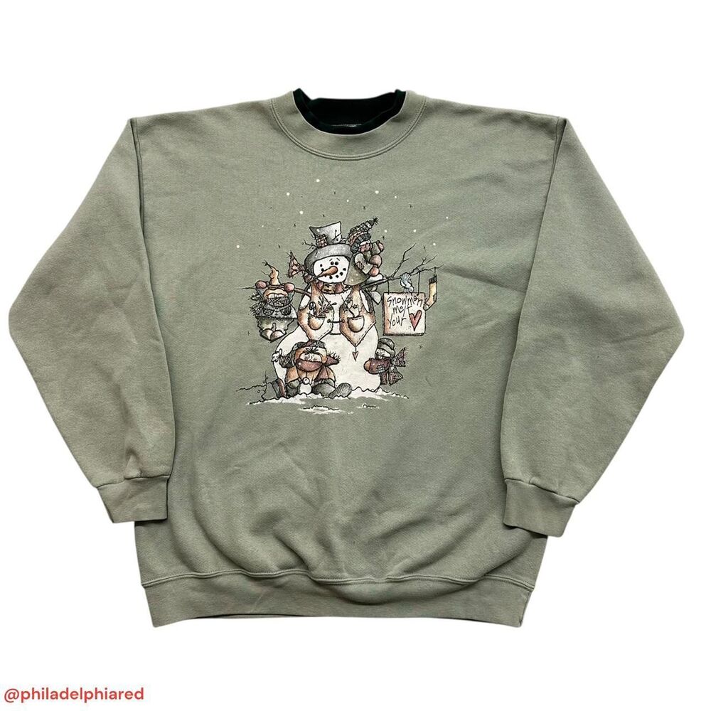 Vintage 1990’s Winter themed Snowman double neck crewneck sweatshirt XL womens